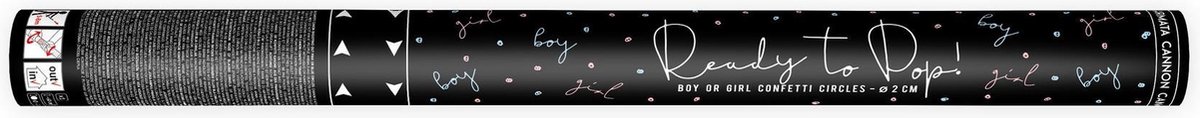 Gender reveal confetti kanon Blauw - Ready to pop 60cm