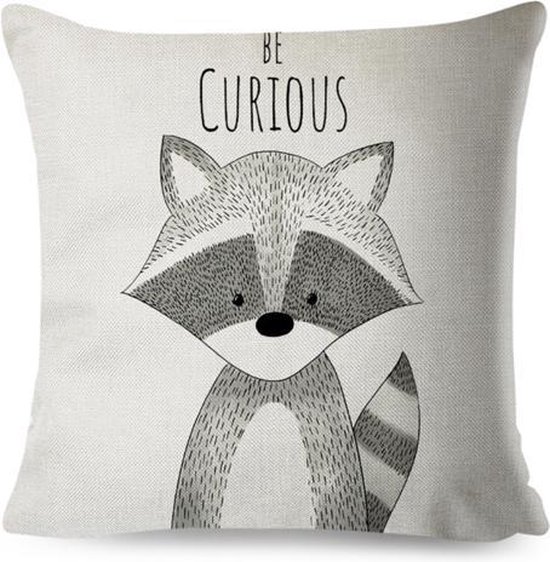 | Kussens | Kussenhoes Kinderkamer Wasbeer Be Curious | 45x45