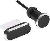 WiseGoods Premium Anti Stof Plug - 2 Stuks - Type C & 3.5 mm Audio Jack poort - Stofkapje - Oplaad Poort Protector - Zwart