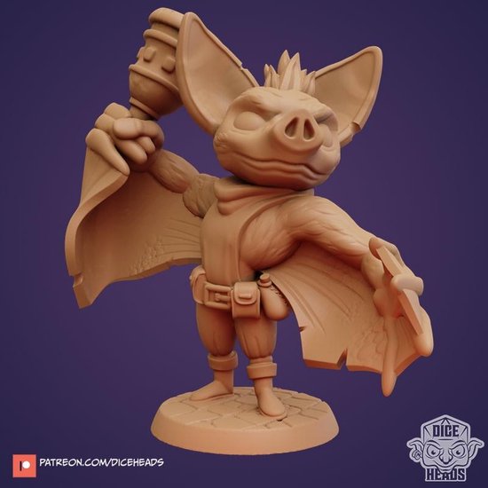 Thumbnail van een extra afbeelding van het spel 3D Printed Miniature - Bat Cleric - Dungeons & Dragons - Zoontalis KS