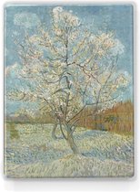 Schilderij - Roze perzikboom - Vincent van Gogh - 19,5 x 26 cm - Niet van echt te onderscheiden handgelakt schilderijtje op hout - Mooier dan een print op canvas.