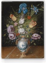 Stilleven met bloemen - Peter Binoit - 19,5 x 26 cm - Niet van echt te onderscheiden houten schilderijtje - Mooier dan een schilderij op canvas - Laqueprint.