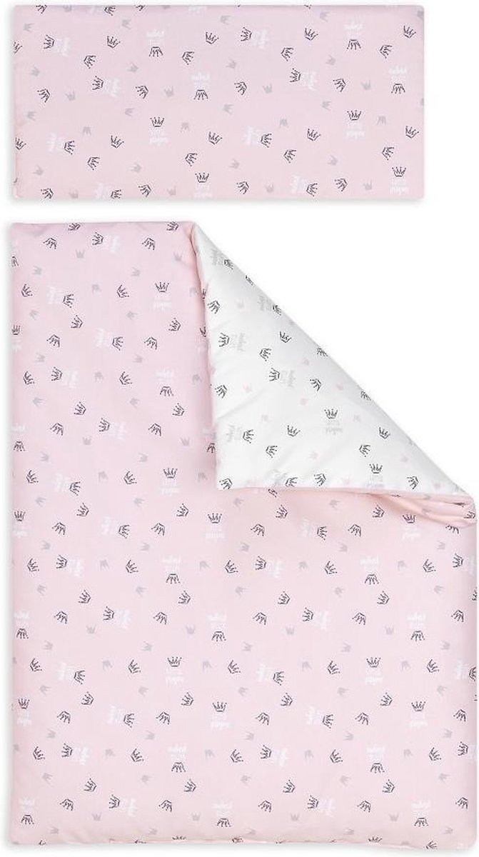 Interbaby Dekbedovertrek Kronen 60 X 120 Cm Katoen Roze/wit Interbaby Dekbedovertrek Kronen 60 X 120 Cm Katoen Roze/wit