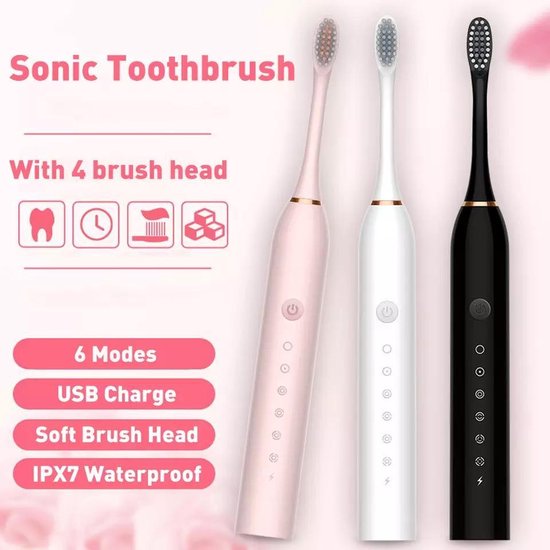 Mannelijkheid verkoper Vermindering Elektrische tandenborstel - 4 Opzetborstels-Opladen via USB- WIT | bol.com