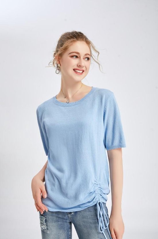 Manlee - ml Pull en maille fine. Col rond. Bleu clair Taille: L
