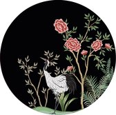 Made on Friday - Behangcirkel Vintage Chinoiserie Black 80x80cm - Zelfklevend behang met matte textiel uitstraling