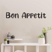 Wanddecoratie - Muurtekst - Bon Appetit - Hout - Wall Art - Muurdecoratie - Zwart