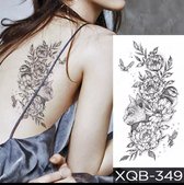 Bloem Tatoeage - Tijdelijke Tattoos - Nep Tatoeage - Dames Tatoeage - Temporarty Tattoo - fake Black Rose Tattoos - 21X11.4CM