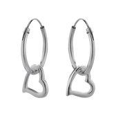 Zilveren oorbellen | Oorringen met hanger | Zilveren oorringen, hartje