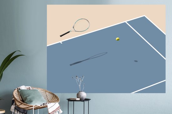 Sticker Muursticker Tennis - Jeu conceptuel de tennis - 160x120 cm - Film adhésif autocollant - Sticker mural repositionnable XXL /