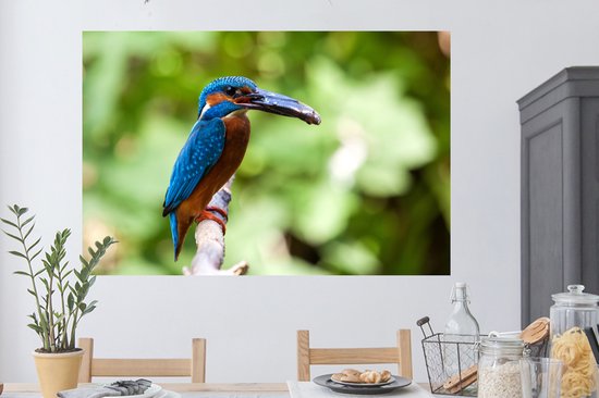 Sticker Muursticker Martin-pêcheur - Martin-pêcheur avec prise - 120x80 cm - film adhésif autocollant - sticker mural repositionnable