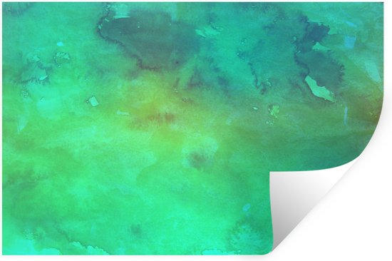 Muurstickers - Sticker Folie - Waterverf - Groen - Donkergroen - Abstract - 120x80 cm - Plakfolie - Muurstickers Kinderkamer - Zelfklevend Behang - Zelfklevend behangpapier - Stickerfolie