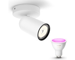 Philips Hue Pongee Opbouwspot (Wit) - Wit en Gekleurd Licht - Wandspot of Plafondspot met 1…