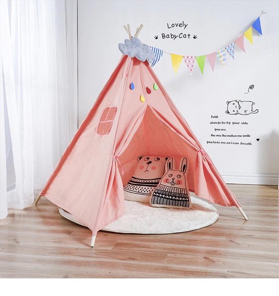 Tipi Tent Kinderen - Roze - 135 cm - Wigwam Speeltent - Opvouwbaar en  Draagbaar -... | bol.com