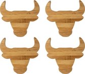 Gusta Grillin' & Chillin' - Onderzetter - Hout - Dier - 20x18,4cm - set 4 stuks