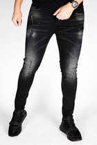RYMN jeans slimfit zwart met groene en oranje verfspetters size 31