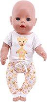 Poppenkleertjes - Geschikt voor Baby Born - Giraf pyjama - Broek en shirt - Kledingset voor babypop
