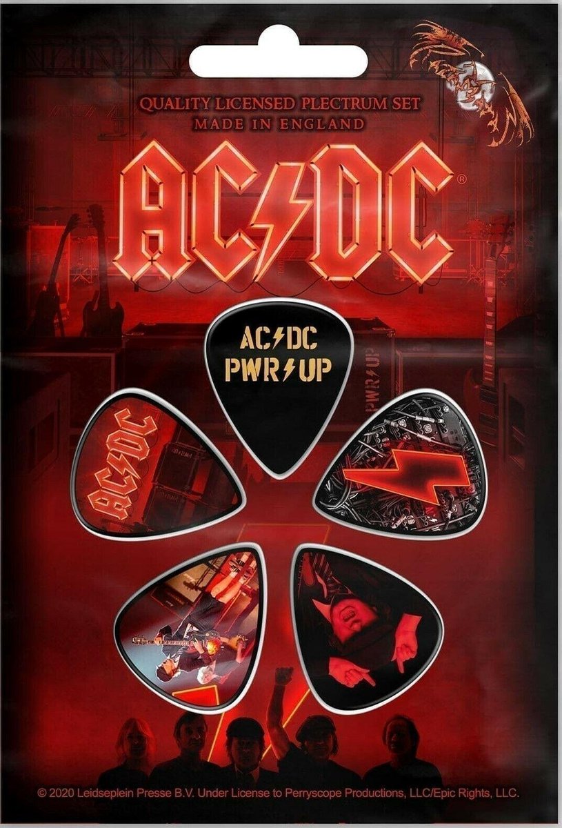 AC/DC plectrum PWR UP Set van 5 plectrums 1.00 mm