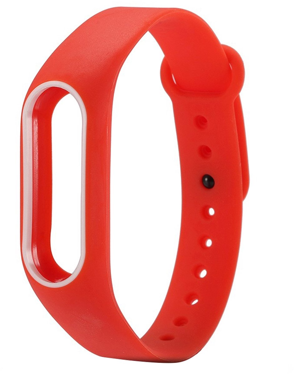 By Qubix - Geschikt voor Xiaomi Mi band 2 DUO COLOR bandje voor CA0600B - Rood