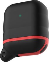 AirPods hoesje van By Qubix - AirPods 1/2 hoesje siliconen waterproof series - soft case - zwart + rood