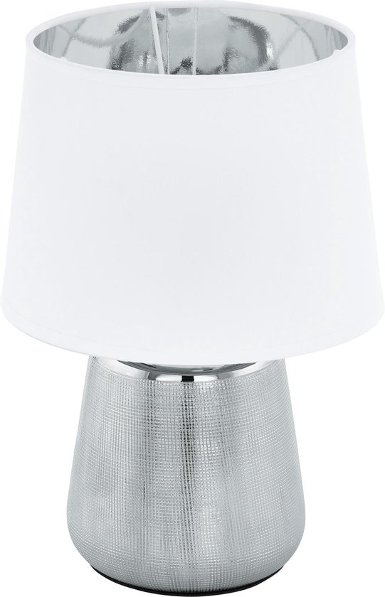 EGLO Manalba 1 Tafellamp - E14 - 30 cm - Zilver/Wit