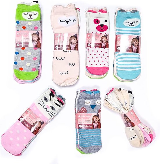 Meisjes sokken patroon dieren multipack 5 Paar Kindersokken maat 27-30