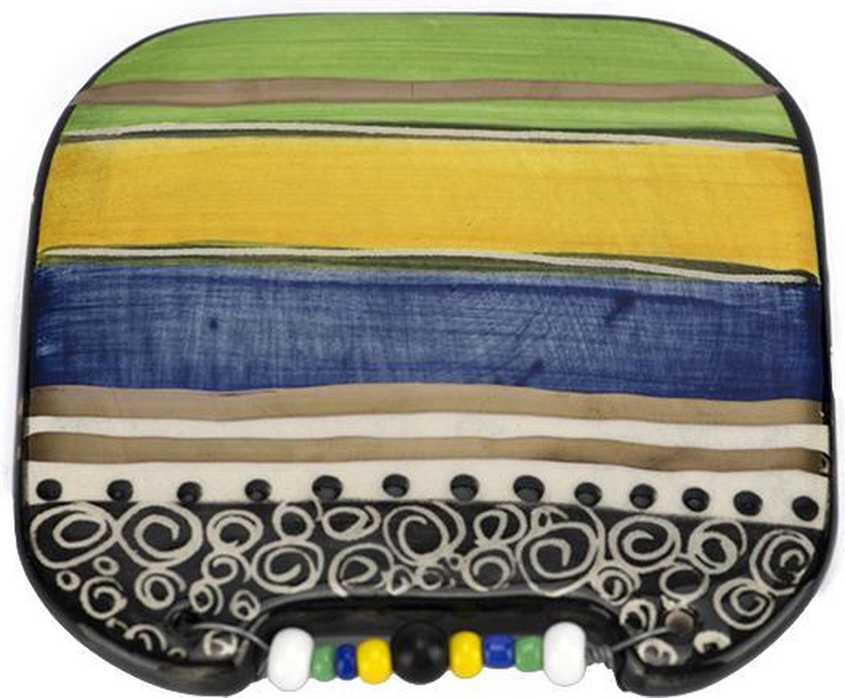 Letsopa Ceramics - Licthgroen-Geel-Blauw - Onderzetter - Handgemaakt in Zuid Afrika - hoogwaardig keramiek - speciaal gemaakt door Letsopa Ceramics voor Nwabisa African Art