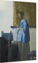Brieflezende vrouw in blauw, Johannes Vermeer - Foto op Plexiglas - 30 x 40 cm