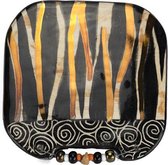 Letsopa Ceramics - Zwart Zebra Goud - Onderzetter - Handgemaakt in Zuid Afrika - hoogwaardig keramiek - exclusief gemaakt door Letsopa Ceramics voor Nwabisa African Art