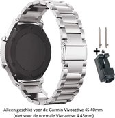 Garmin Vivoactive 4s stalen bandje - 40mm - zilver - bandbreedte 18mm – Maat: zie maatfoto