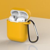 Apple AirPods 1/2 Hoesje + Clip in het geel - Siliconen - Case - Cover - Soft case - donker geel