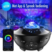 UrBestGoods - Galaxy projector - Met APP & Spraakbediening - 2021 model -  10 kleurstanden - Sterrenhemel met muziek - Bluetooth box - USB - Afstandsbediening - Zwart