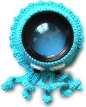Met de hand gebreide wollen cameralens dierversiering ring babyfoto gids rekwisieten (blauwe octopus)