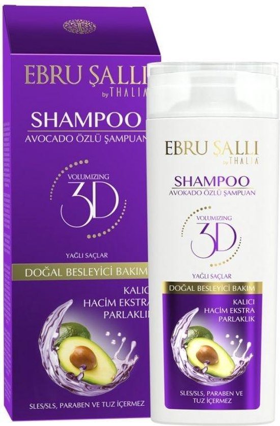 Ebru Şalli by Thalia Avocado Volumizing Shampoo 300ml - Voor Vettig Haar, Verrijkt met Biologische Olie, Geeft Volume & Glans, Zonder SLES/SLS & Parabenen, Dierproefvrij