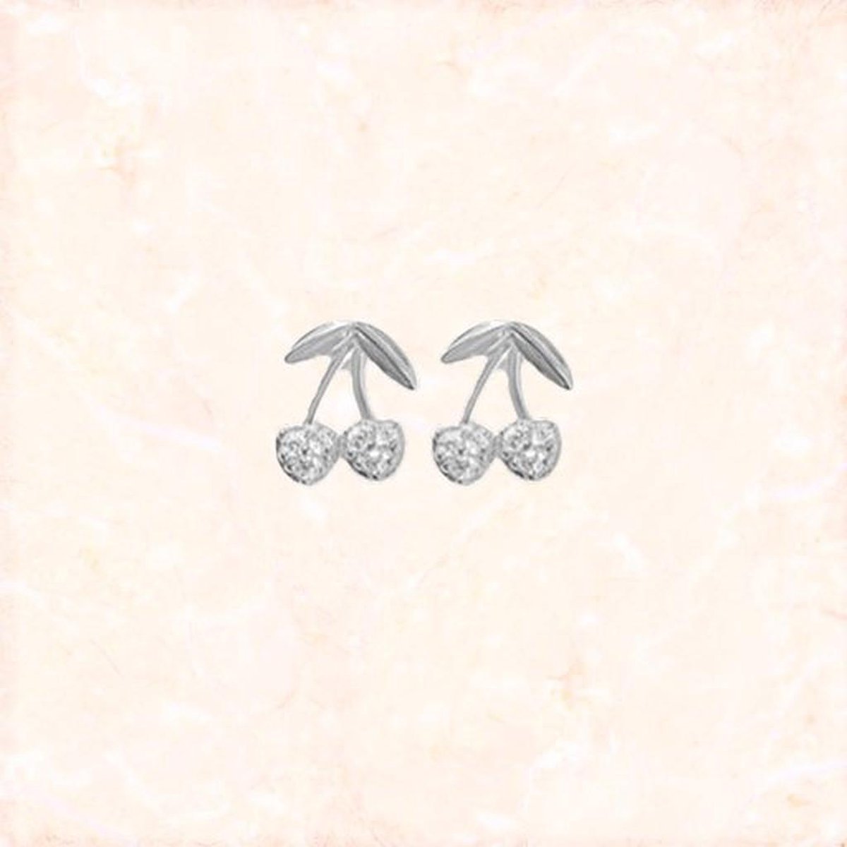 Jobo By JET - Kersen oorbellen - knopjes - Zilver – diamantjes