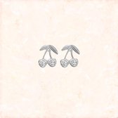 Jobo By JET - Kersen oorbellen - knopjes - Zilver – diamantjes