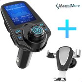 MaxedMore Draadloze FM Transmitter en Telefoonhouder Bundel - Auto Carkit met Bluetooth 5.0 en LED Scherm - Autolader met Micro SD en AUX / USB-input - Handsfree Bellen - Muziek St