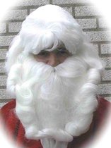 Kerstman pruik & baard kunsthaar wit, one size