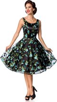 Belsira Swing jurk -XL- Vintage Flower Zwart/Blauw