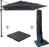 Garden Impressions Hawaii parasol S 250x250 zwart + granieten voet 60kg + beschermhoes