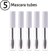 mascara tube leeg - Wit- 5 tubes - Wimperborsteltjes - wimperkam - eyelash comb - wimperlifting