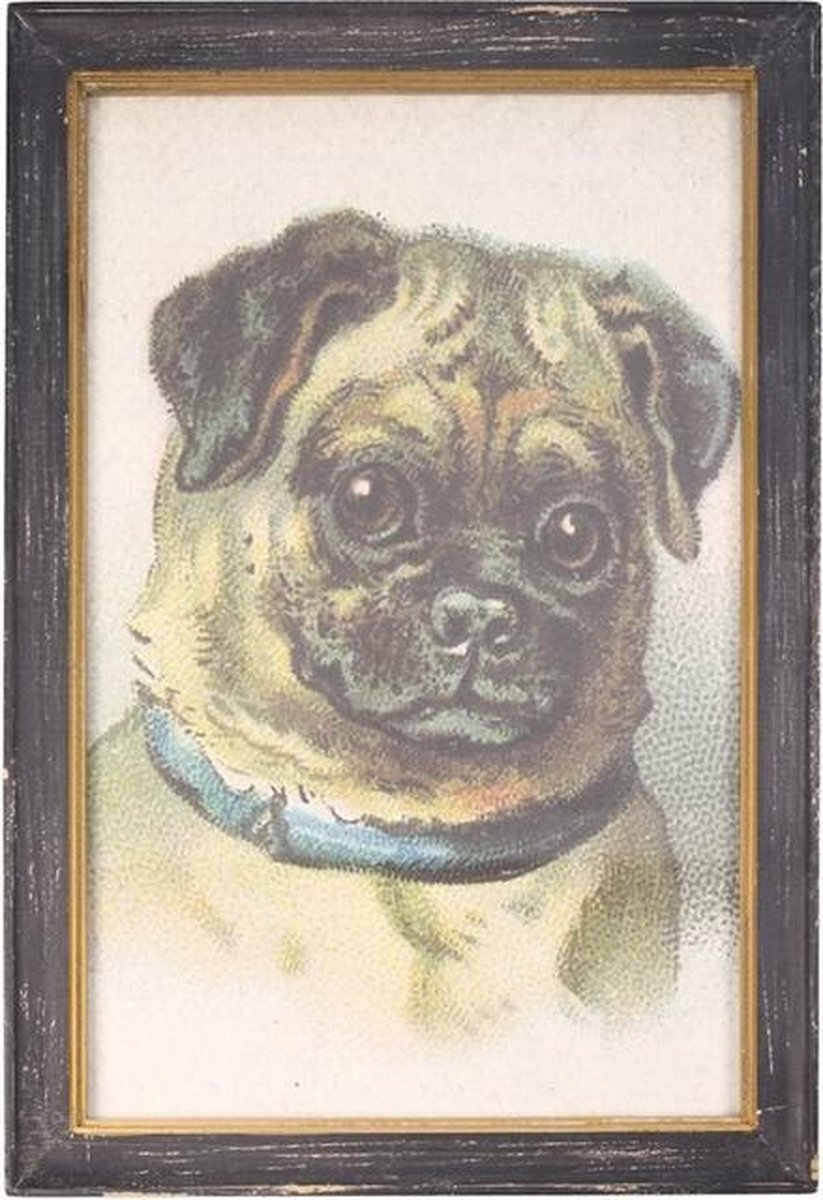 Lijstje hout zwart Mops, 34x23,5cm