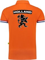 Luxe Holland supporter poloshirt - 200 grams katoen - heren - oranje met leeuw - Nederland fan / EK / WK polo shirt / kleding XL