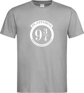 Grijs T Shirt met Harry Potter  " Platform 9 3/4 " print Wit size XXXL