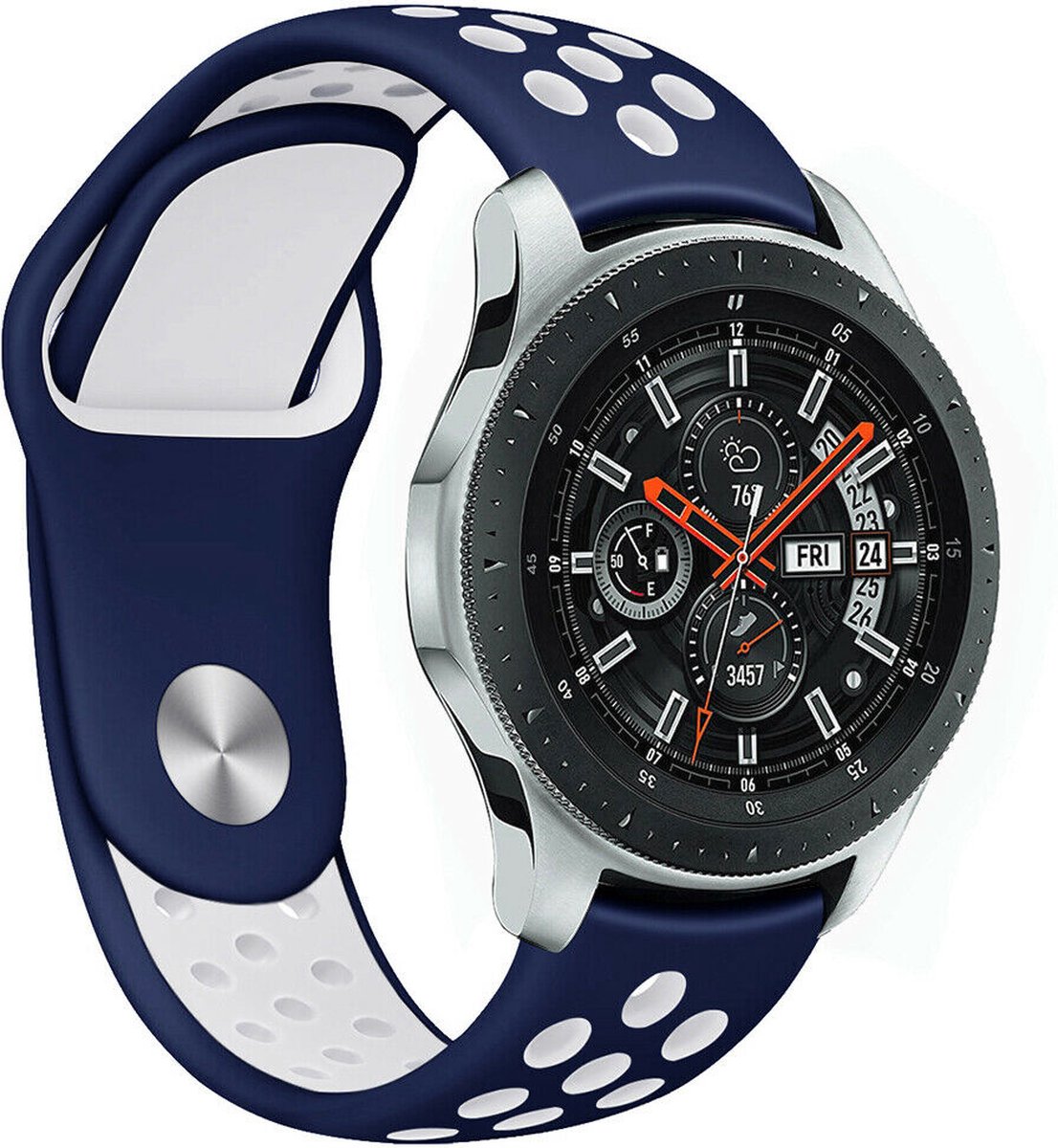Sport Band - Geschikt voor Samsung Galaxy Watch 41mm / 42mm - Blauw / Wit