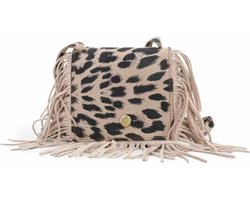 foto van Kinder Schoudertasje Ibiza Panterprint Beige | Meisje 3-9 jaar | Crossbodytas Meisje | Peuter | Kleuter Tas Franjes Ibiza Stijl | Ibiza Kids