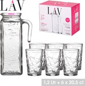 LAV - Limonadeglas set 7 delig- Incl. schenkkan 1.2L - Incl. 6 glazen 20cl