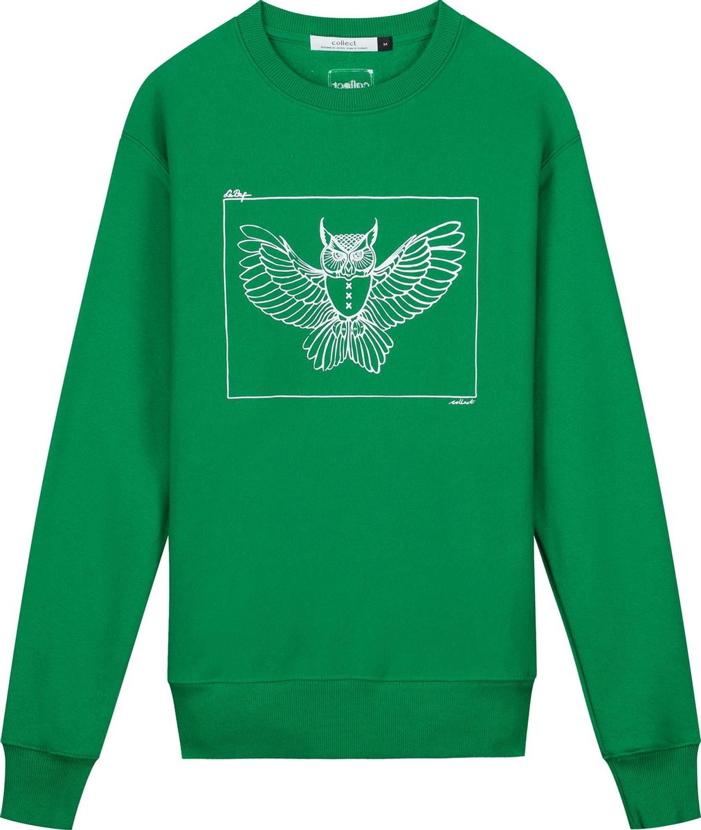Collect The Label - Hippe Trui - Uil Sweater - Groen - Unisex - XXS