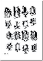 Vinger tattoo characters - plaktattoo - tijdelijke tattoo - 11 cm x 8 cm (L x B)