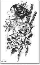 Tattoo samurai - plaktattoo - tijdelijke tattoo - 12 cm x 9 cm (L x B)